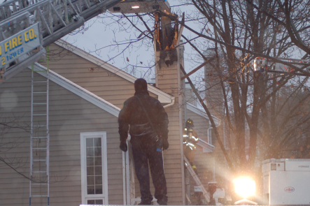 Chief Michael Maguire looks on from the top of Berwyn Tower 2.