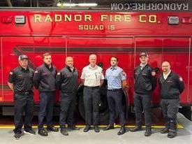 (L to R) Lieutenant Alex Valeri, First Assistant Chief Alex Tornetta, Deputy Chief Mike Maguire, Chief Joe Maguire, Second Assistant Chief Bob Bruno, Captain Greg DeNicola, Chief Engineer Jim Daywalt