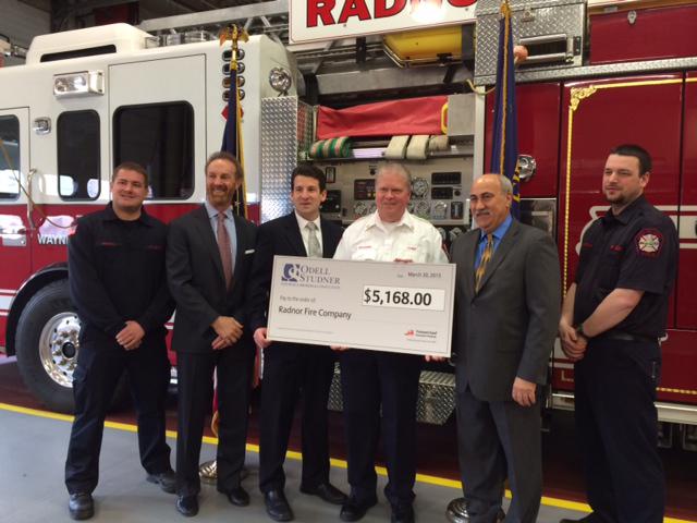 (L-R) FF/EMT Andrew McGinn, Steven Odell - CEO Odell Studner Group, LLC, Administrative Director Eamon Brazunas, Fire Chief Joseph Maguire, Dean Hambleton - Fireman's Fund, and ALS Administrator Brian Zimmerman.
